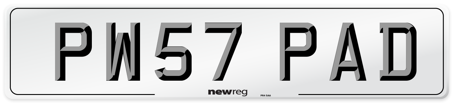 PW57 PAD Number Plate from New Reg